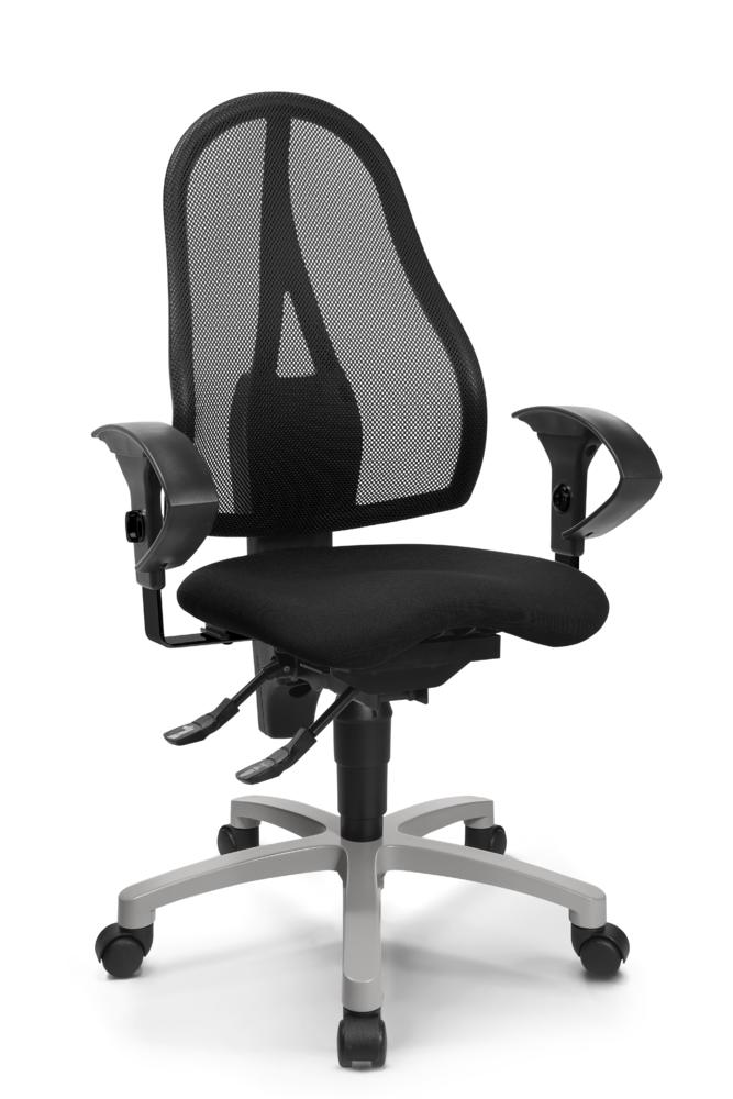Bürostuhl SITNESS 40 NET mit Armlehnen | Schwarz/Schwarz | Alusilber