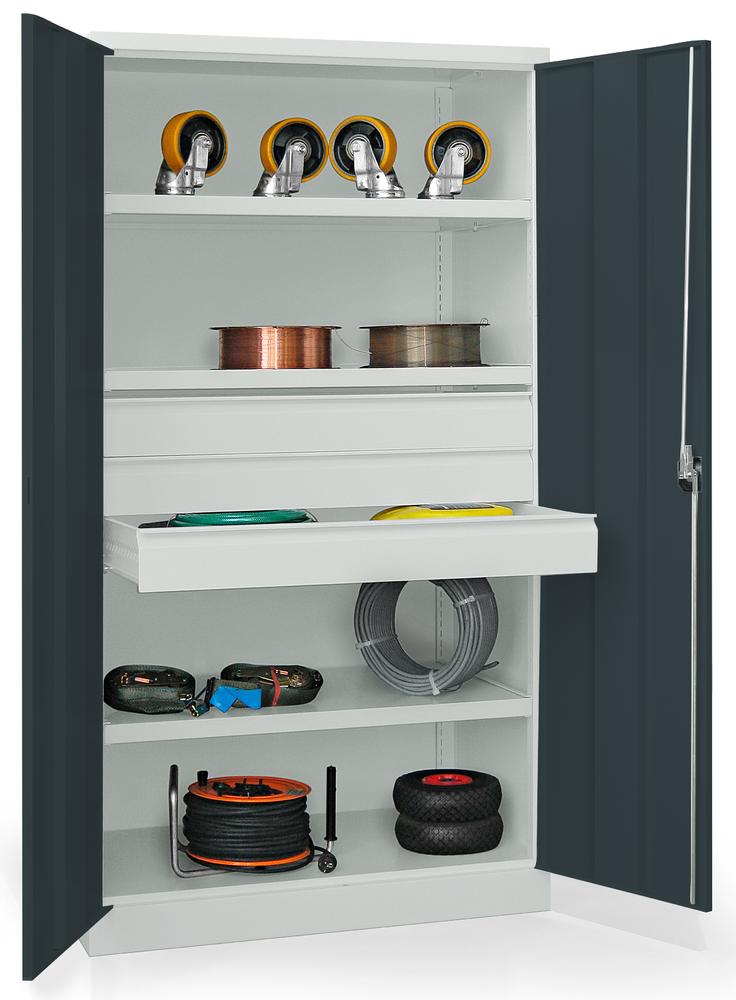 Schwerlastschrank ohne Mitteltrennwand | Anthrazitgrau RAL 7016 | 1040 | 3 Schubladen H175 mm