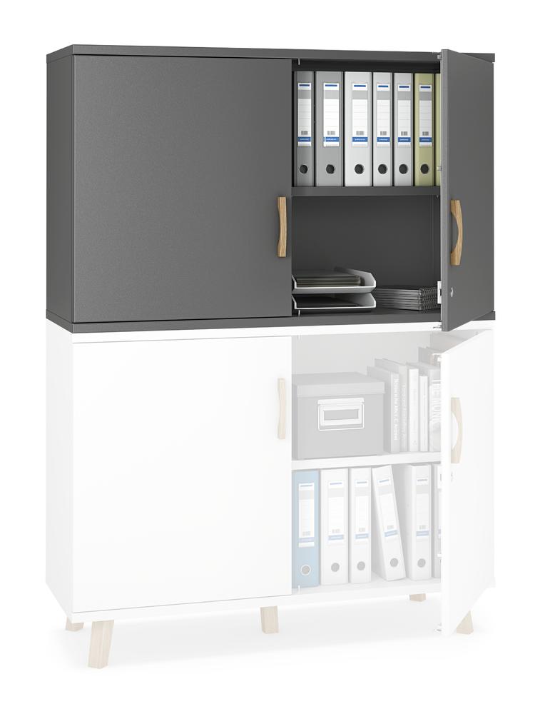 Flügeltüren-Aufsatzschrank SMART MODUL | Anthrazit | 1200 | 750 mm (2 OH)
