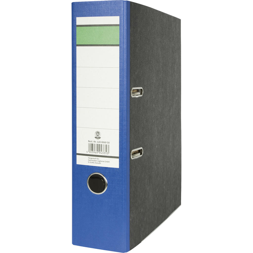 Ordner DIN A4 80mm Recycling Pappe blau