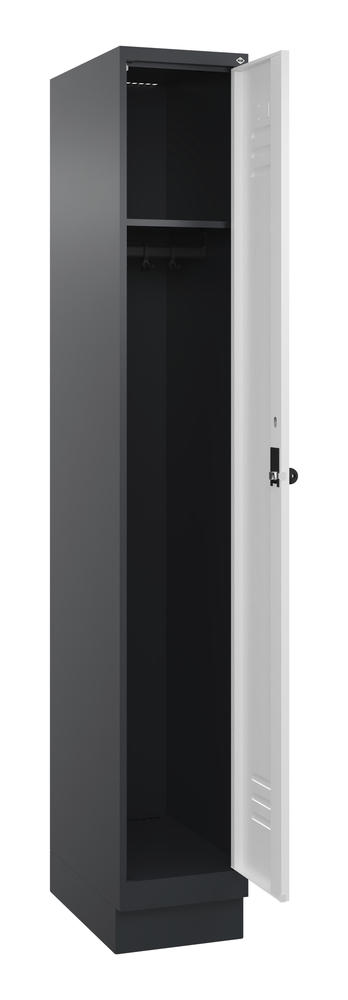 Garderoben-Stahlspind CLASSIC PLUS, mit Sockel | Verkehrsweiß RAL 9016 | mit Sockel | Schwarzgrau RAL 7021 | 300 | 1