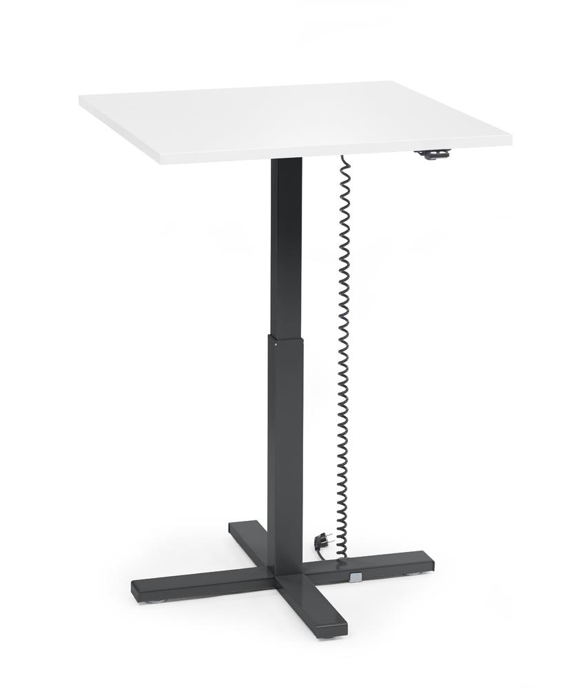 Höhenverstellbarer Schreibtisch MODUL Monosäule | Weiß | Platte Quadrat - B 800 x T 800 mm | Schwarz
