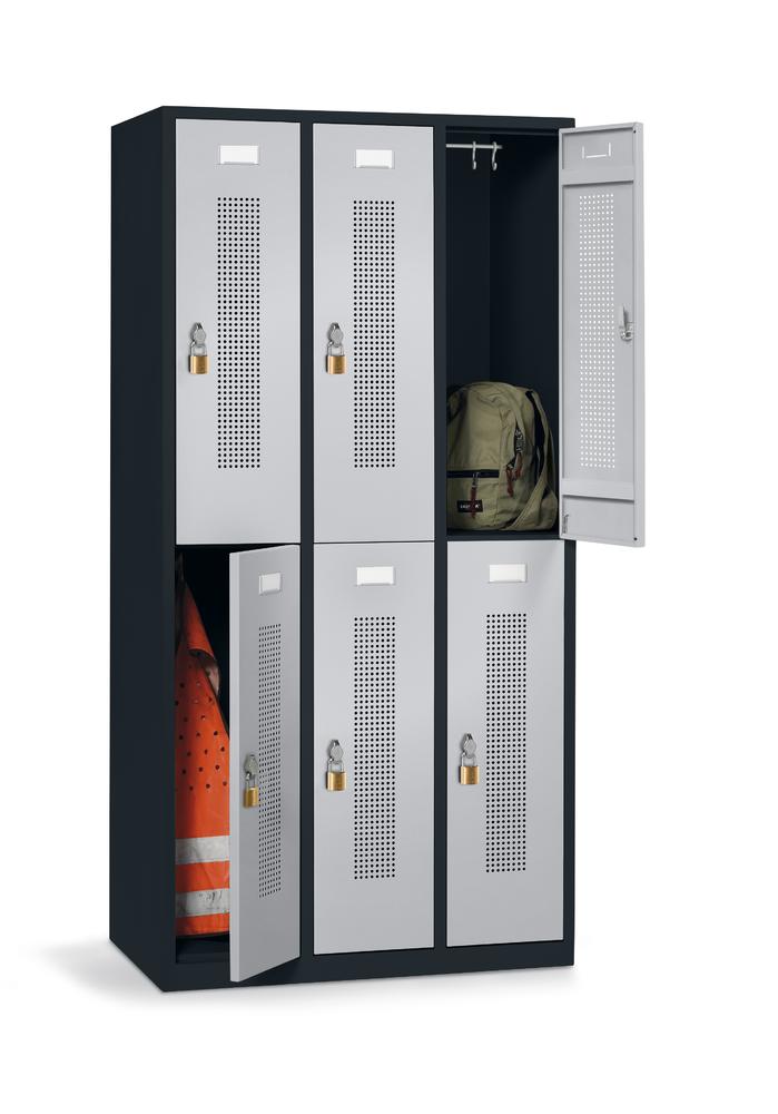 Doppelstöckiger Spind SYSTEM SP1 bodenstehend | Alusilber RAL 9006 | Bodenstehend | Drehriegelverschluss