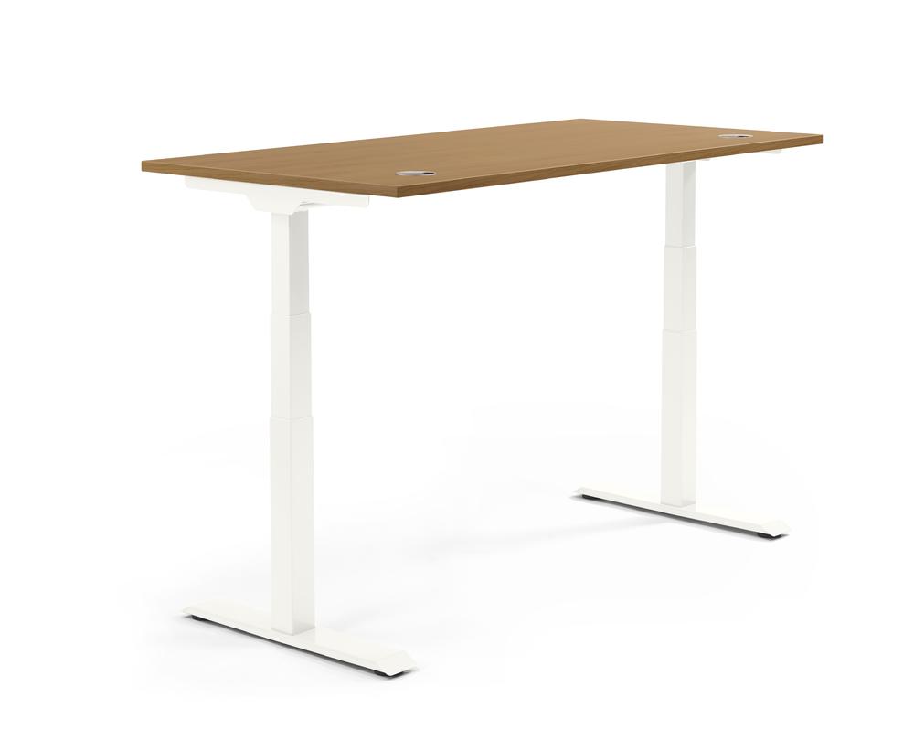 Höhenverstellbarer Schreibtisch FLEX MODUL | Nussdekor | 1600 | Weiß