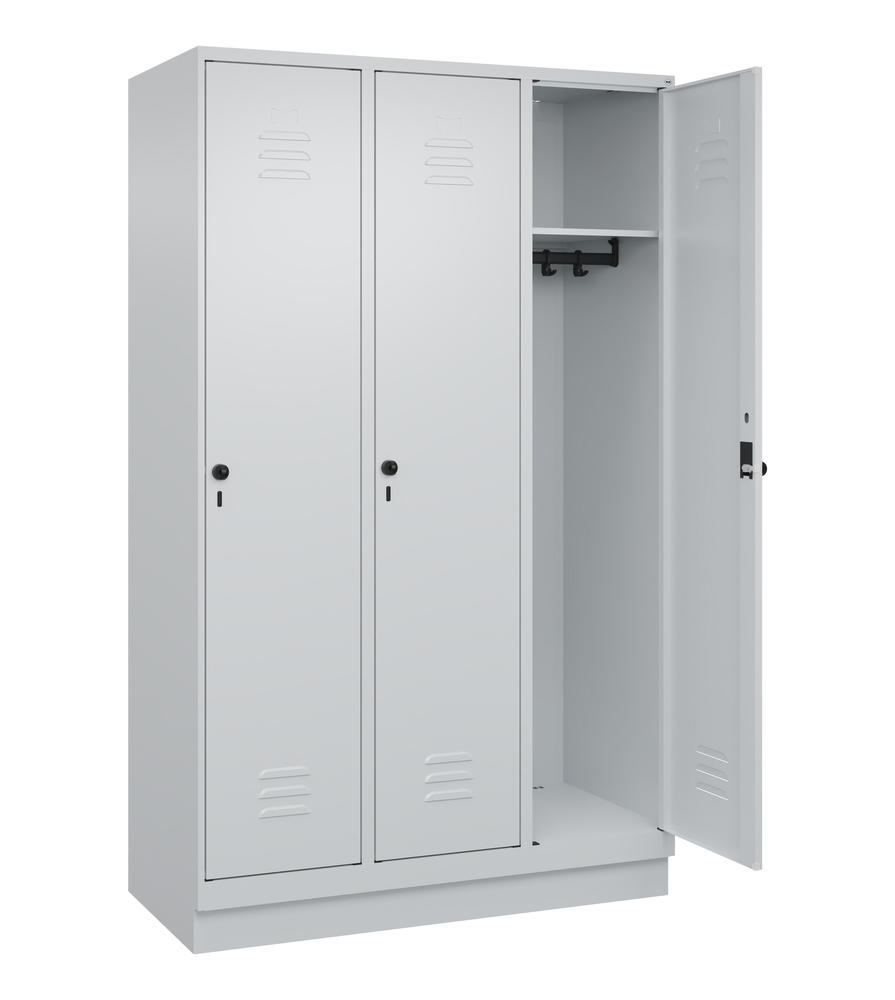 Garderoben-Stahlspind CLASSIC PLUS, mit Sockel | Lichtgrau RAL 7035 | mit Sockel | Lichtgrau RAL 7035 | 400 | 3