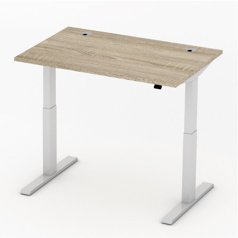 Höhenverstellbarer Schreibtisch Basic EVO | Wildeiche | 1200 | Alusilber | 715-1205