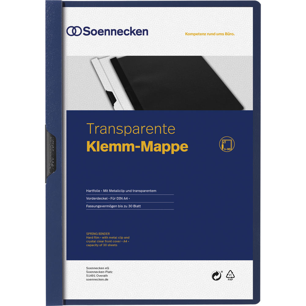 Soennecken Klemmmappe 3317 DIN A4 bis 30Blatt PVC