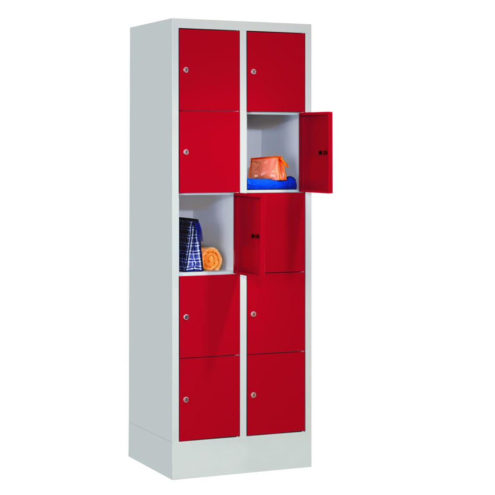 Schließfachschrank CLASSIC mit glatten Türen | Rubinrot RAL 3003 | 300 | 2 | 10