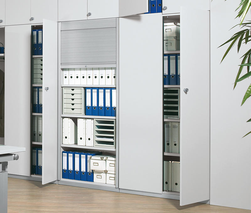 Flügeltürenschrank PROFI MODUL Schrankwand | Lichtgrau | 1000 | Flügeltürelement | 1860 mm (5 OH)