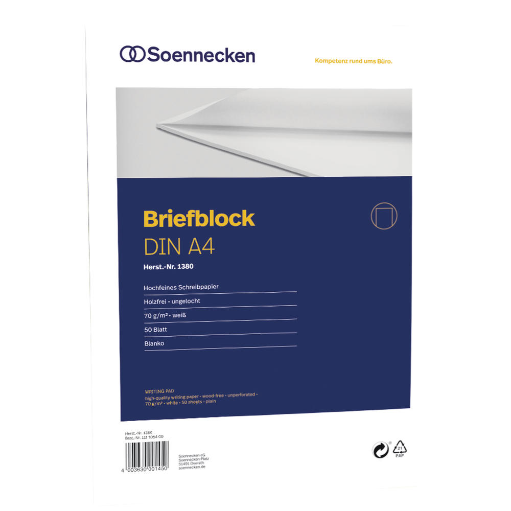 Soennecken Briefblock 1380 DIN A4 70g holzfrei