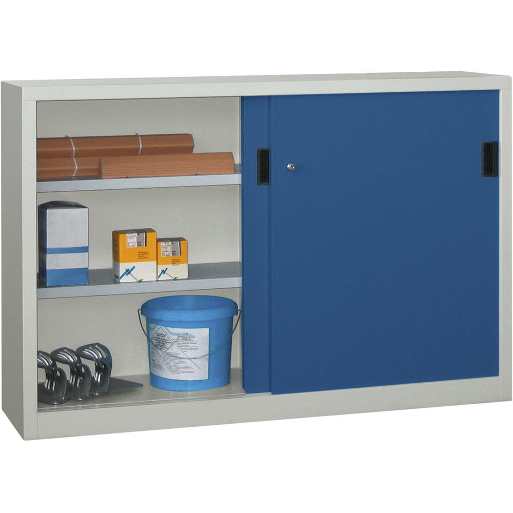 Schiebetüren-Stahlschrank SYSTEM FLEX | Enzianblau RAL 5010 | 2000 | 400 | mit Stahltüren