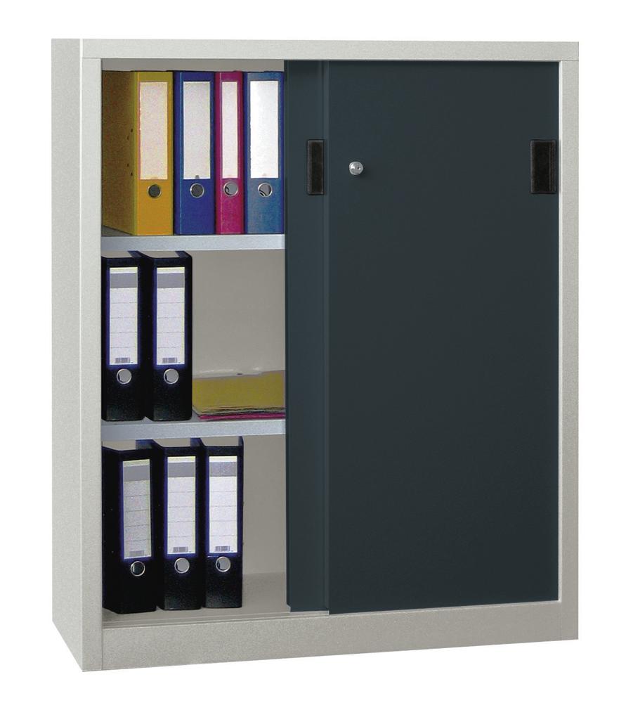 Schiebetüren-Stahlschrank SYSTEM FLEX | Anthrazitgrau RAL 7016 | 1000 | 400 | mit Stahltüren