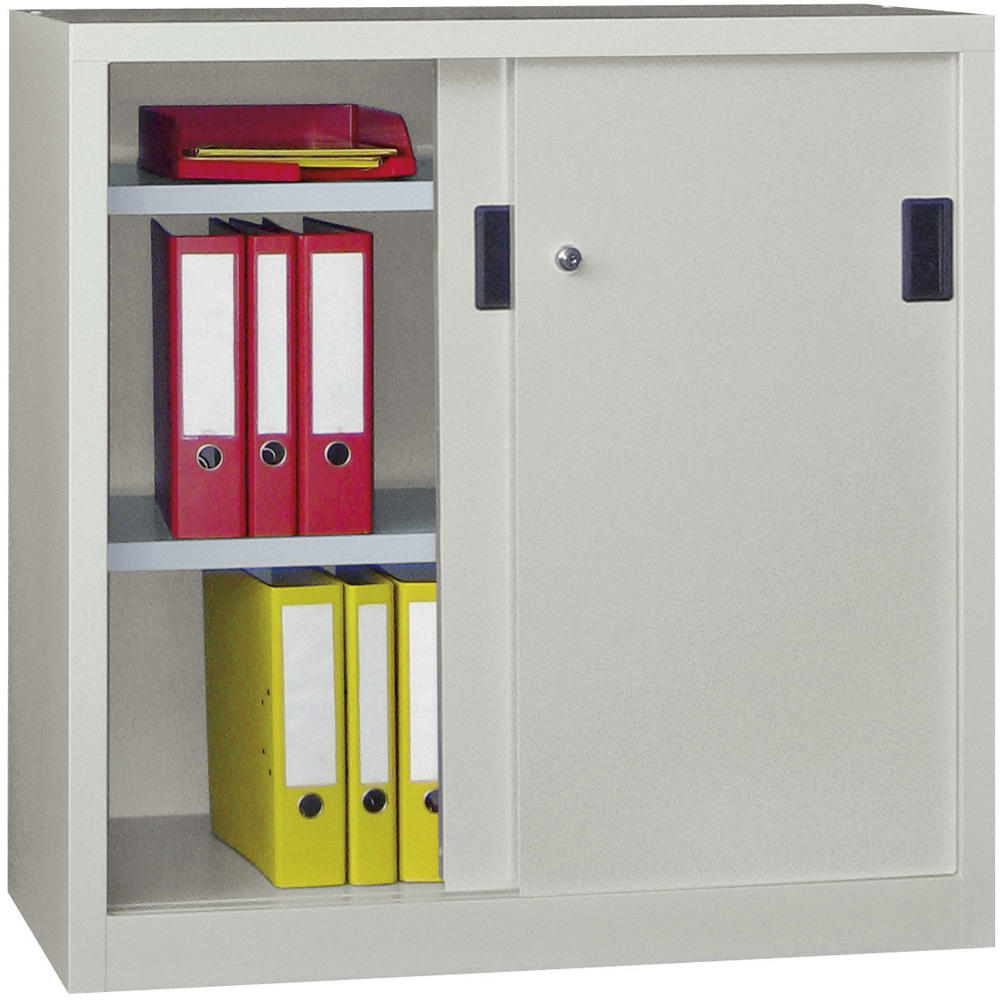 Schiebetüren-Stahlschrank SYSTEM FLEX | Lichtgrau RAL 7035 | 1000 | 600 | mit Stahltüren