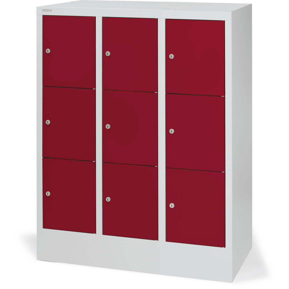 Schließfachschrank CLASSIC mit glatten Türen | Rubinrot RAL 3003 | 300 | 3 | 9