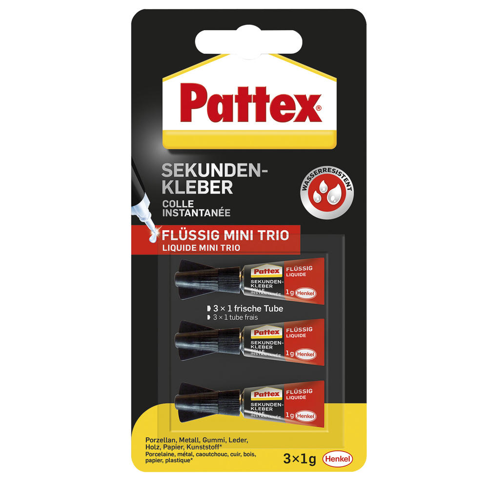 Pattex Sekundenkleber Mini Trio PSMT3 Tube 1g 3