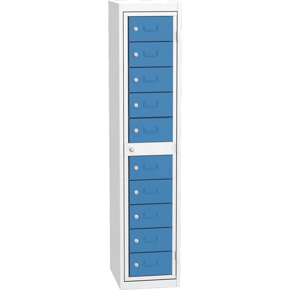 Wäscheausgabeschrank mit 10 Ausgabefächern | Lichtblau RAL 5012 | Zylinderschloss