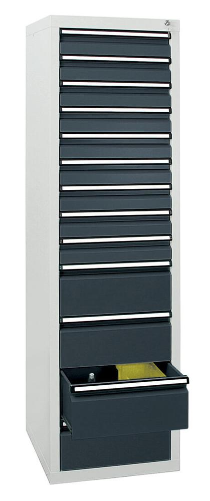 Schubladenschrank SYSTEM DTS 410, 13 Schubladen | Anthrazitgrau RAL 7016 | 1800 | 500 | 13 Schübe