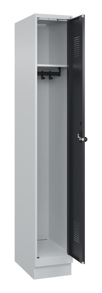 Garderoben-Stahlspind EVOLO PLUS, mit Sockel | Schwarzgrau RAL 7021 | mit Sockel | Lichtgrau RAL 7035 | 300 | 1