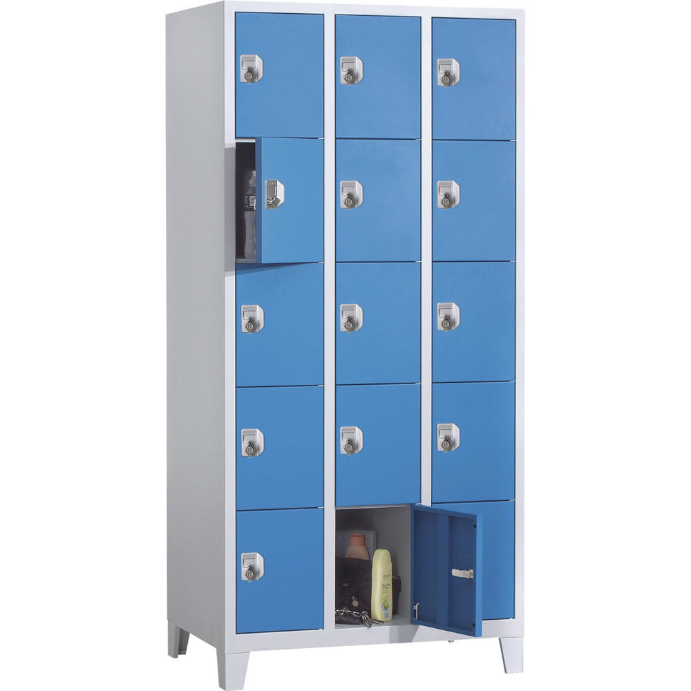 Schließfach-Stahlschrank SP PROFI SYSTEM mit Füßen | Lichtblau RAL 5012 | mit Füßen | Drehriegelverschluss