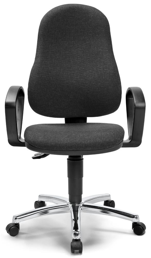 Bürostuhl COMFORT P mit Armlehnen | Anthrazit | Verchromt | feste Armlehnen