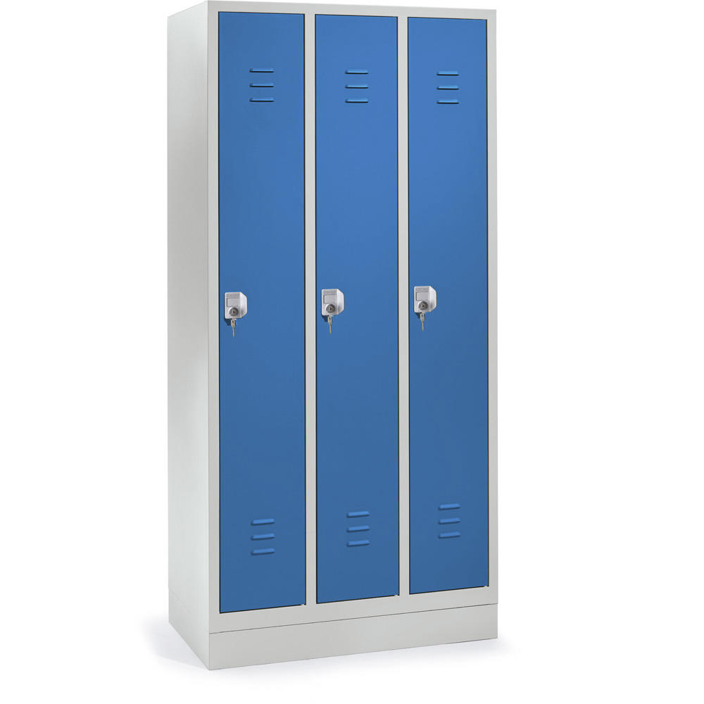 Garderoben-/Stahlspind SYSTEM SP 2 | Himmelblau RAL 5015 | mit Sockel | 300 | Zylinderschloss