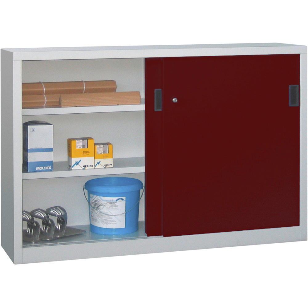 Schiebetüren-Stahlschrank SYSTEM FLEX | Rubinrot RAL 3003 | 1500 | 400 | mit Stahltüren