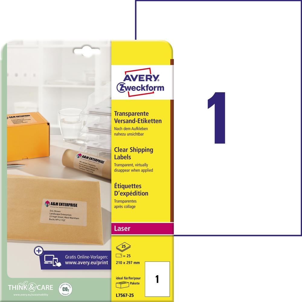 Avery Zweckform Adressetikett L7567-25 transparent