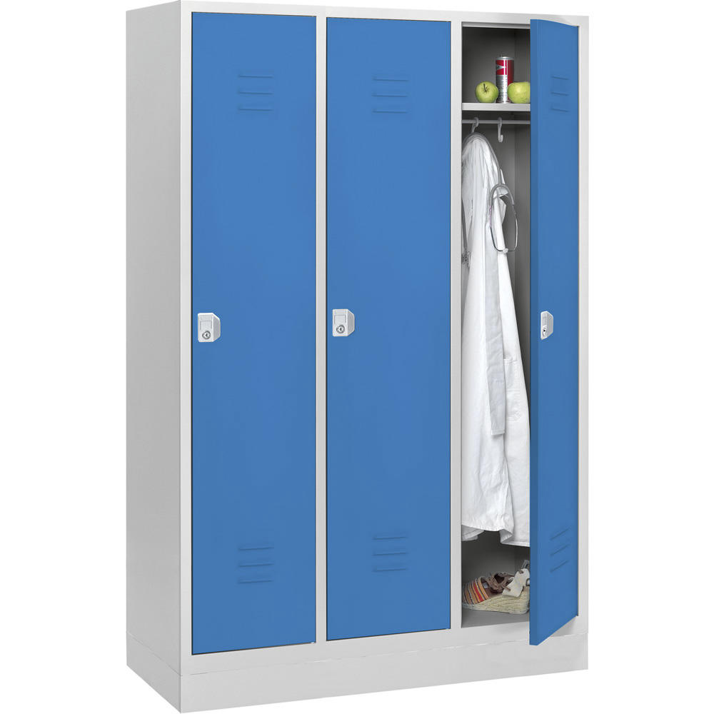 Garderoben-/Stahlspind SYSTEM SP 2 | Himmelblau RAL 5015 | mit Sockel | 400 | Zylinderschloss