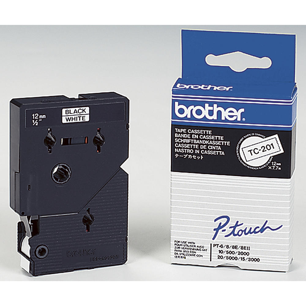 P-touch Schriftbandkassette TC201 12mmx7,7m