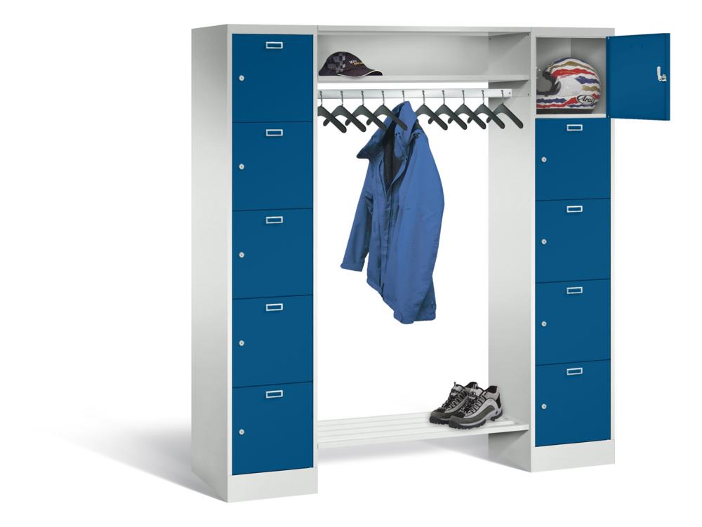 Garderobe mit Schließfachschränken BASIC | Enzianblau RAL 5010 | 400 | 2 | 10