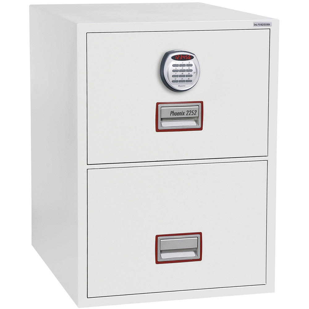 Hängereg.-Schrank mit Feuerschutz Serie Pro | Frei Bordsteinkante | 2 Schübe | Elektronisches Tasten-Kombinationsschloss