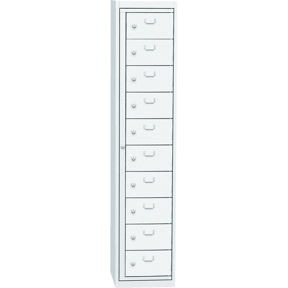 Wäscheausgabeschrank mit 10 Ausgabefächern | Lichtgrau RAL 7035 | Drehriegelverschluss