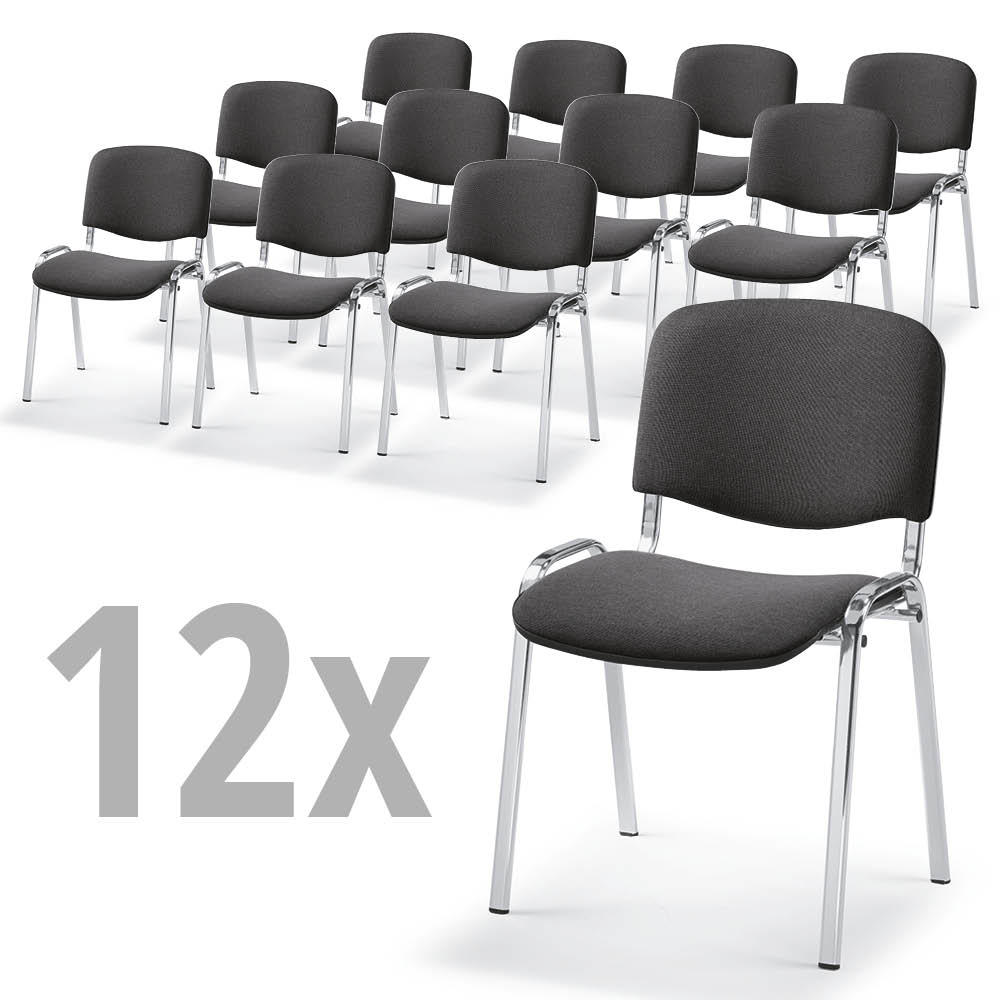 12 Besucherstühle ISO - Stoff Basic, 3 Gestellfarben