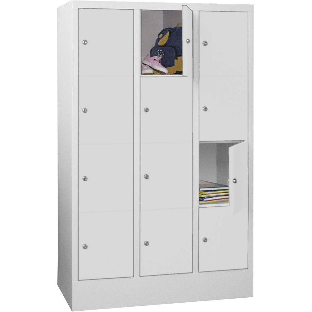 Schließfachschrank CLASSIC mit glatten Türen | Lichtgrau RAL 7035 | 300 | 3 | 12
