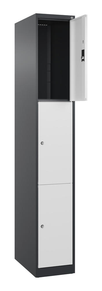 Schließfachschrank CLASSIC PLUS, bodenstehend | Verkehrsweiß RAL 9016 | Bodenstehend | Schwarzgrau RAL 7021 | 300 | 1 | 3