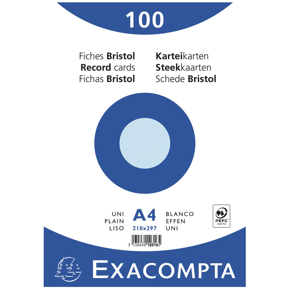 Exacompta Karteikarte 10316E DIN A4 blanko blau