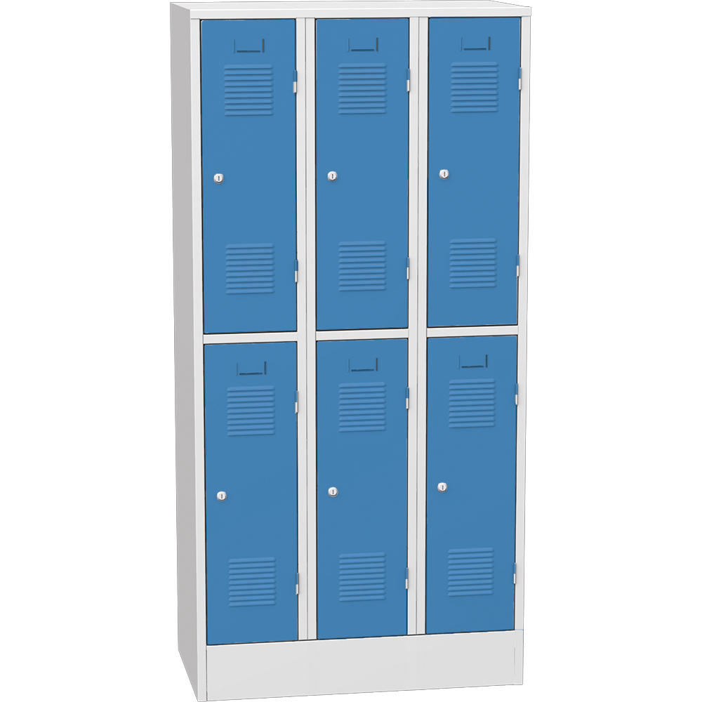 Doppelstöckiger Garderobenspind Delta PROTECT | Lichtblau RAL 5012 | 300 | Drehriegelverschluss