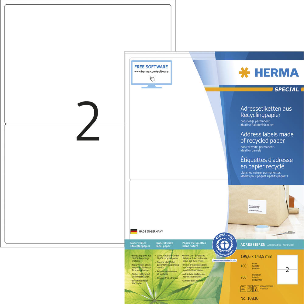 HERMA Etikett 10830 199,6x143,5mm weiß 200