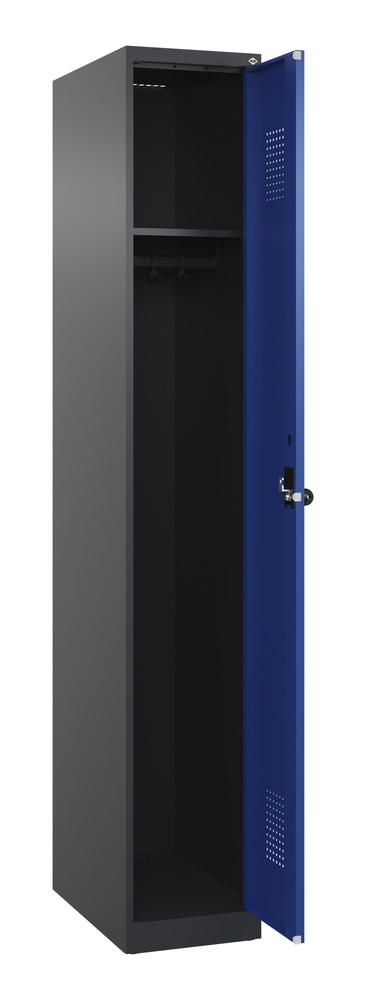 Garderoben-Stahlspind EVOLO PLUS, bodenstehend | Enzianblau RAL 5010 | Bodenstehend | Schwarzgrau RAL 7021 | 300 | 1