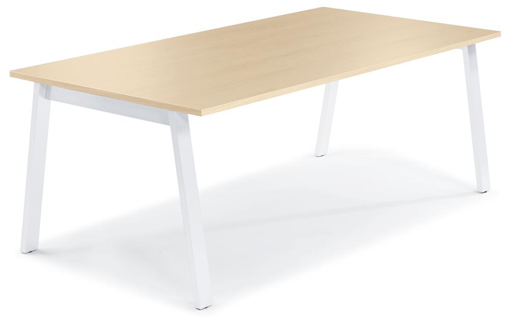 Konferenztisch DELTA RIO | Ahorndekor | 1600 | Weiß RAL 9016