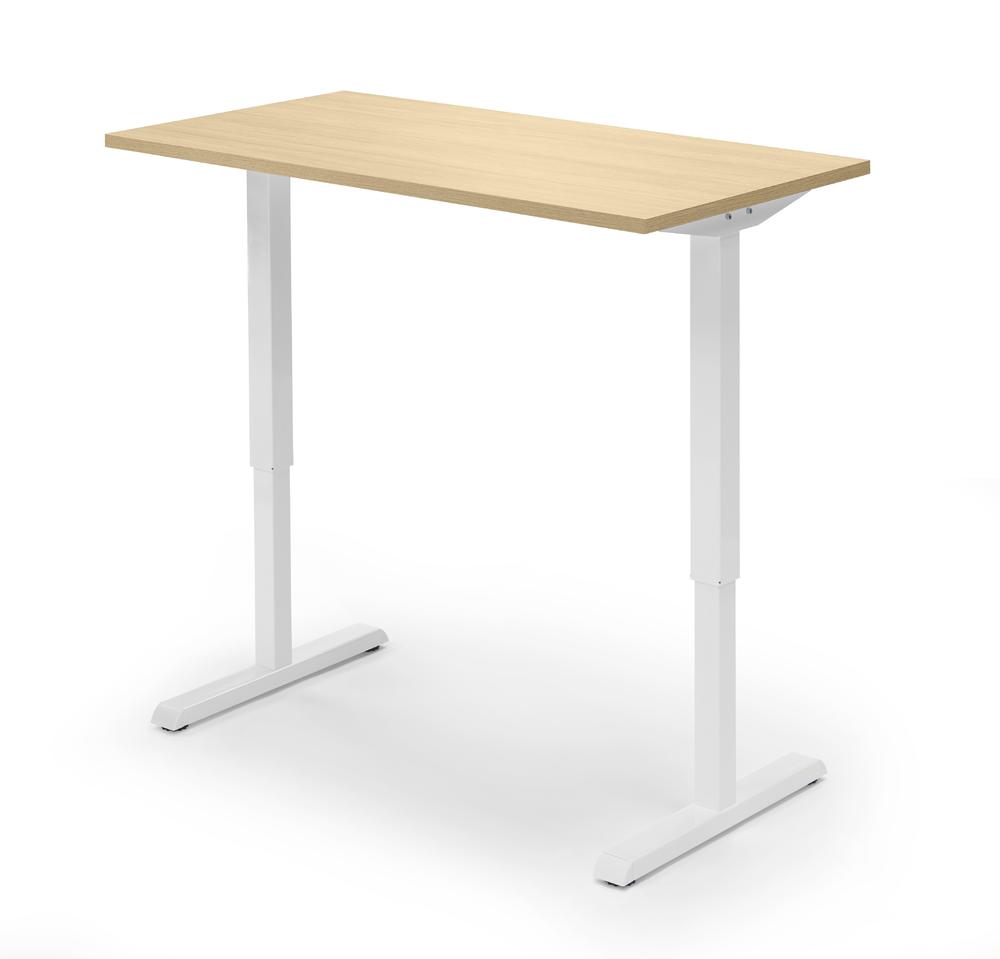 Höhenverstellbarer Schreibtisch Tiefe 650 mm | Ahorndekor | 1200 | Weiß