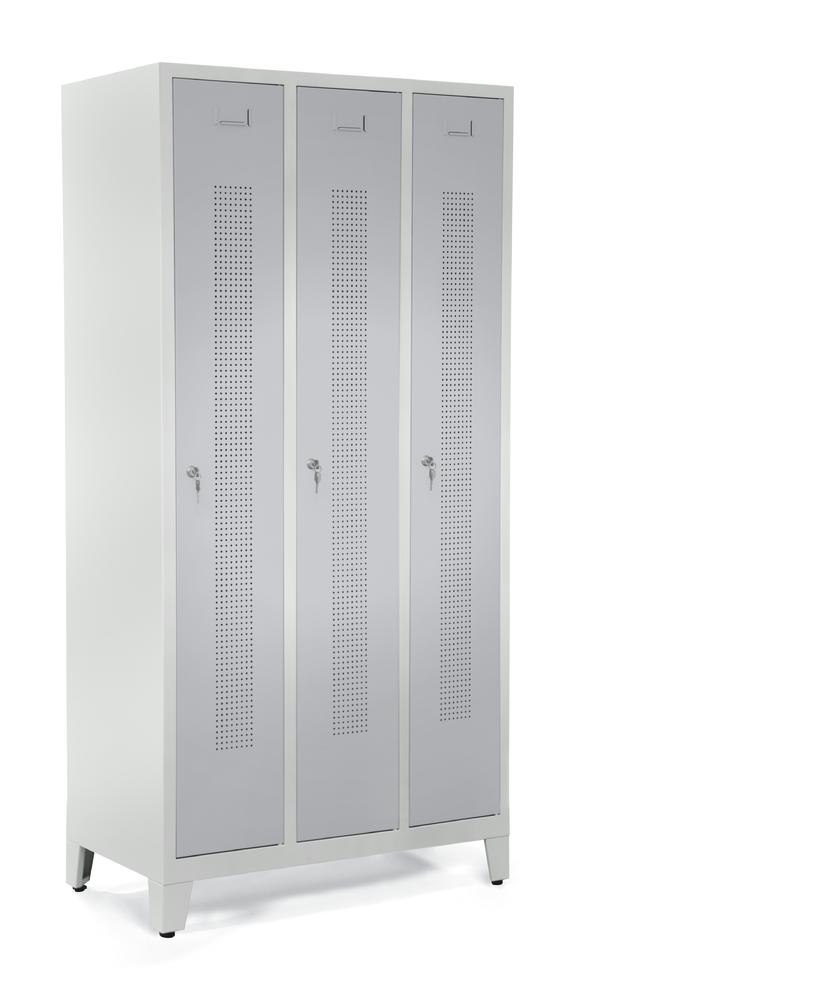 Garderobenspinde SYSTEM SP1 mit Füßen | Alusilber RAL 9006 | mit Füßen | 300 | Zylinderschloss