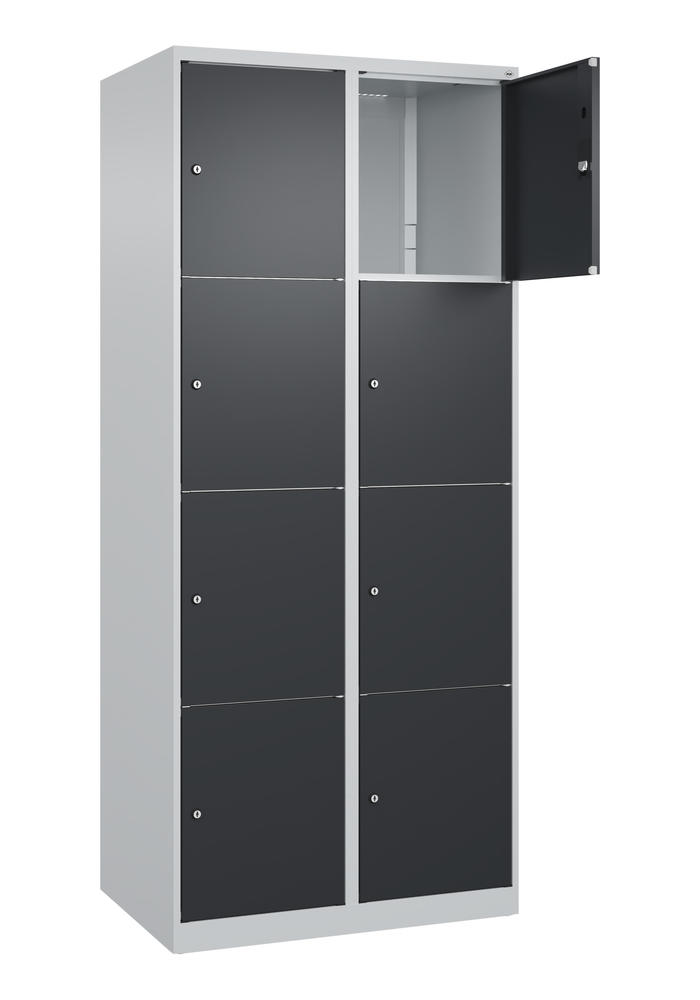 Schließfachschrank CLASSIC PLUS, bodenstehend | Schwarzgrau RAL 7021 | Bodenstehend | Lichtgrau RAL 7035 | 400 | 2 | 8