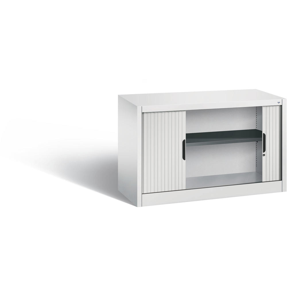 Stahl-Rollladenschrank | Lichtgrau RAL 7035 | 1200 | Rollladenanschlag Mitte | 720 mm (1,5 OH)