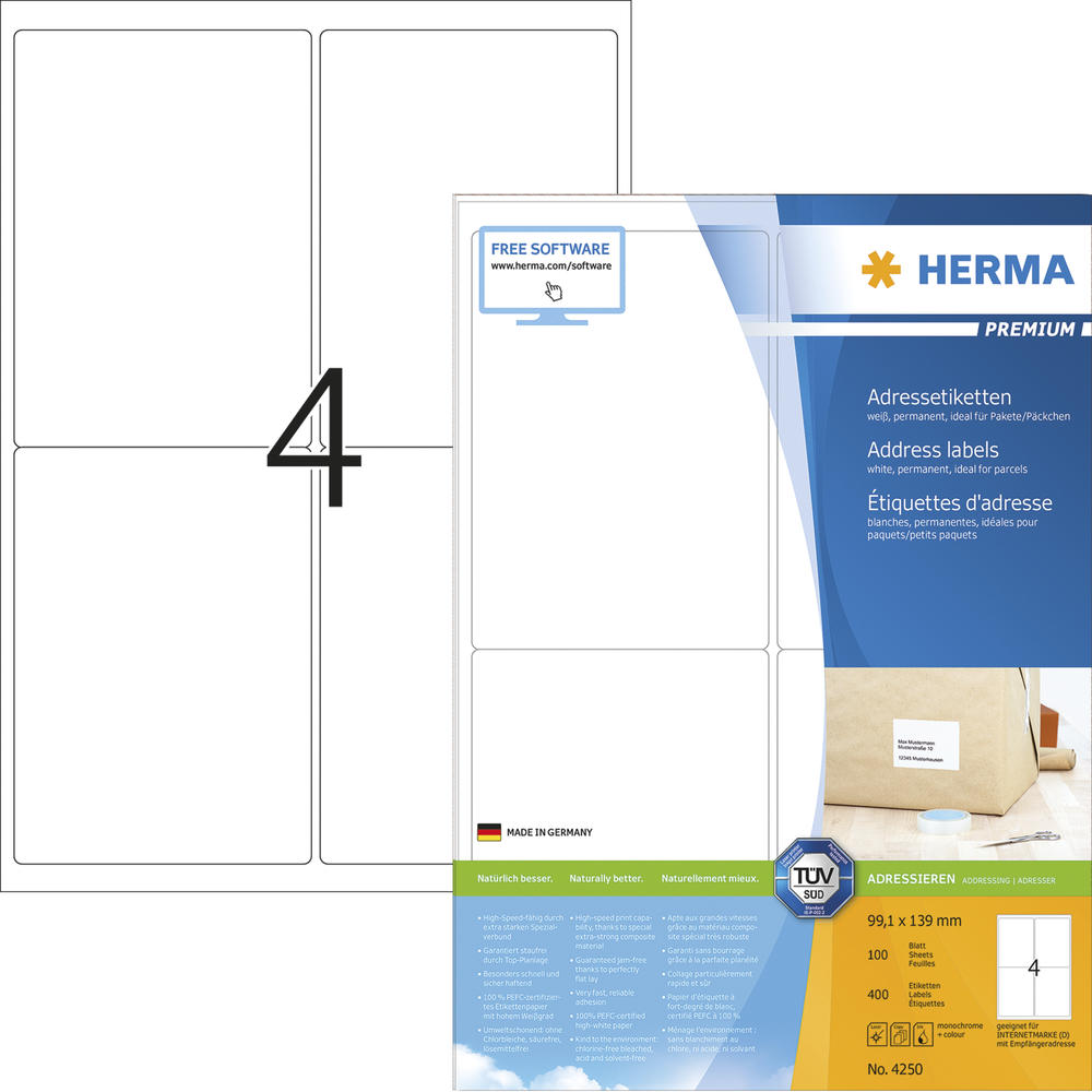 HERMA Etikett PREMIUM 4250 99,1x139,0mm 100Bl 400