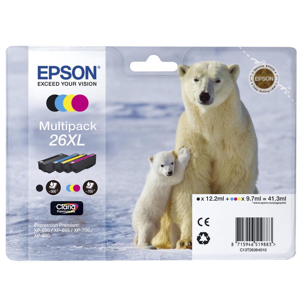 Epson Tintenpatrone C13T26364010 26XL sw/c/m/y 4
