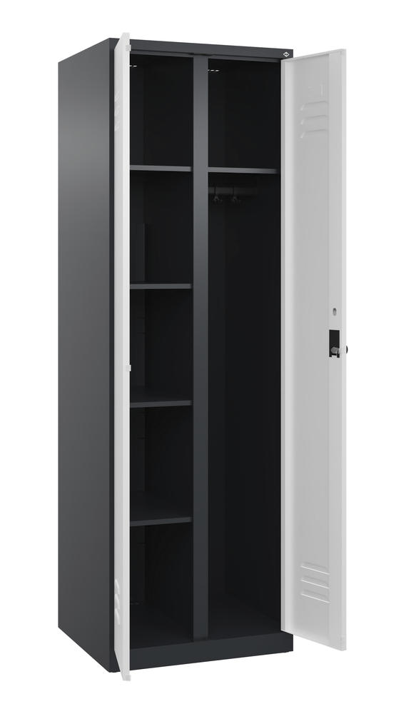Kleider- u. Wäscheschrank, bodenstehend | Verkehrsweiß RAL 9016 | Bodenstehend | Schwarzgrau RAL 7021 | 300