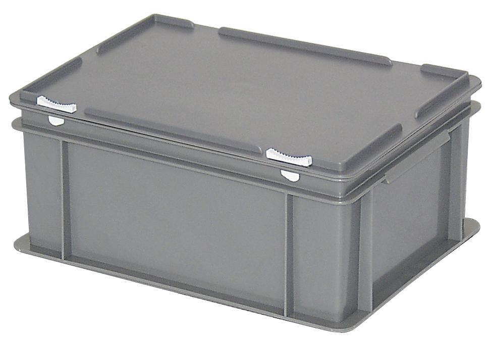 Euronorm-Behälter mit Deckel | Grau | B 300 x H 180 x L 400 mm | 16,00