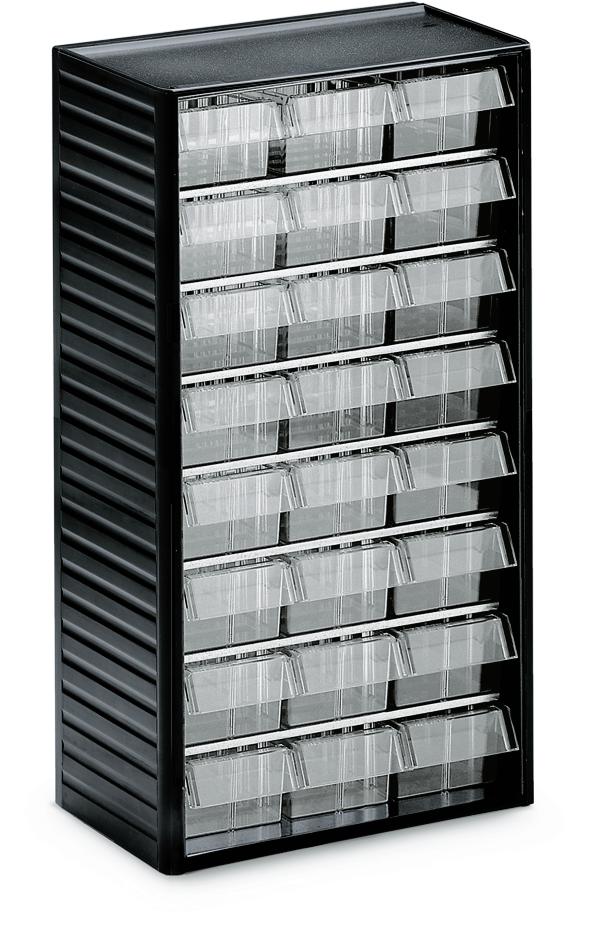 Kleinteilemagazin mit 24 Schubladen | H 550 x B 310 x T 180 mm | 24 Schubladen - Typ 4 (Größe B 92 x H 59 x T 175 mm)