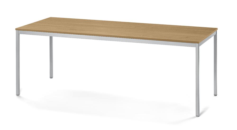 Konferenztisch PROFI MODUL | Eiche hell | 2000 | 800 | Alusilber RAL 9006 | Rechteck